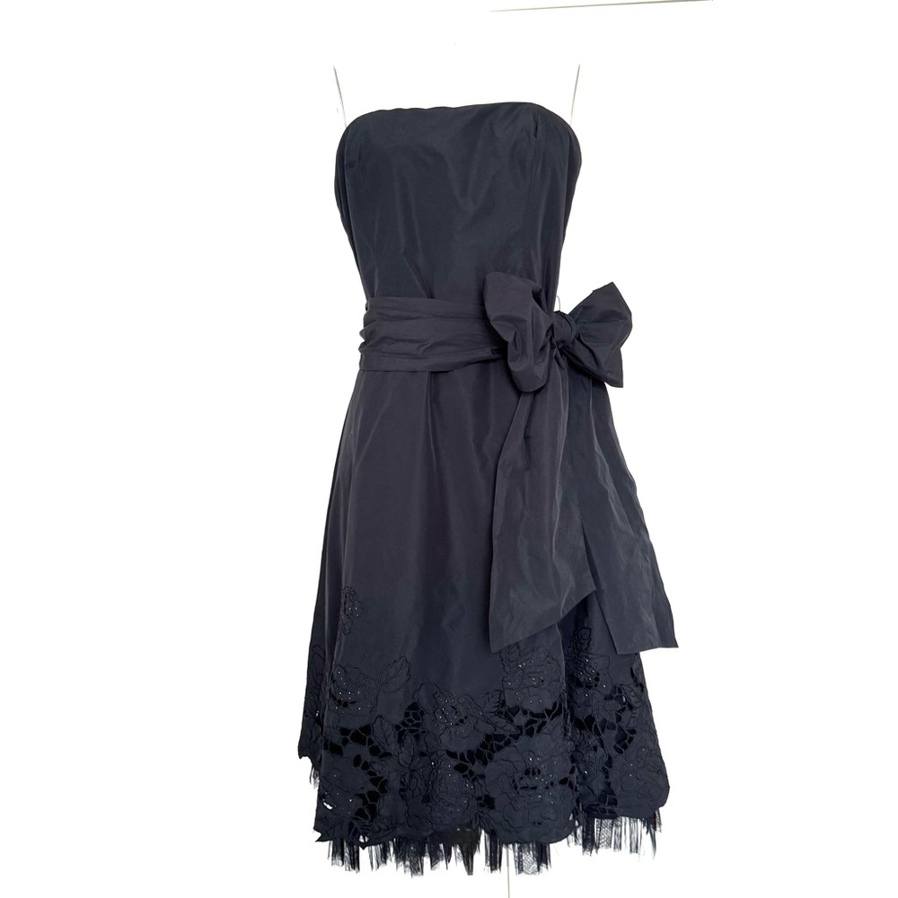 BCBG full skirt A-Line black satin + sparkle dress sz12 - Picture 5 of 14